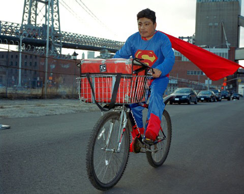 NOE REYES from the State of Puebla works as a delivery boy in Brooklyn New York. He Sends 500 dollars a week.